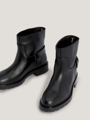 Womens black deals leather biker boots