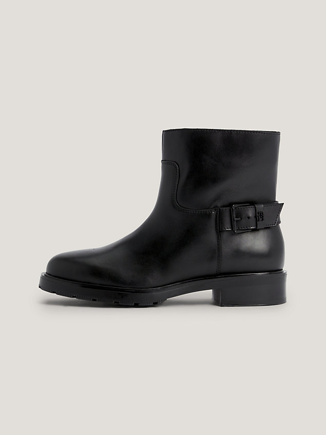 black leather low biker boots for women tommy hilfiger