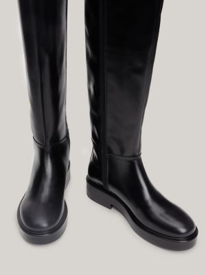 Bottes hautes Elevated en cuir Noir Tommy Hilfiger