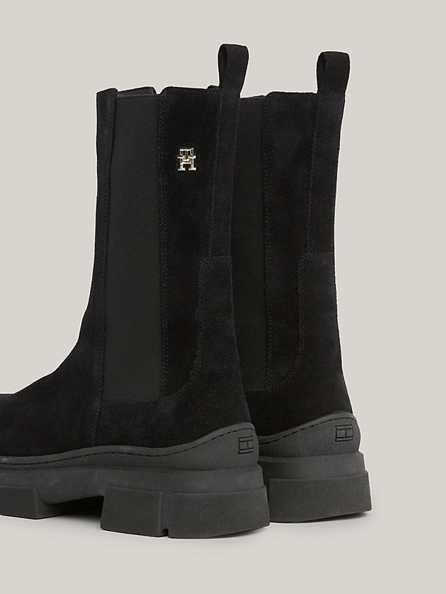black essential suede chelsea boots for women tommy hilfiger