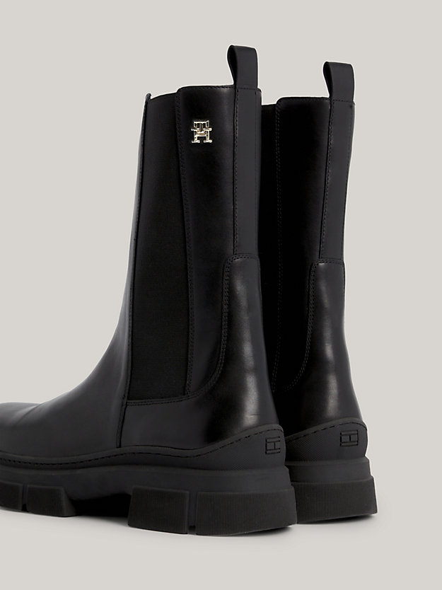 black essential leather chelsea boots for women tommy hilfiger