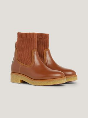 Crepe Leather Sock Boots BROWN Tommy Hilfiger