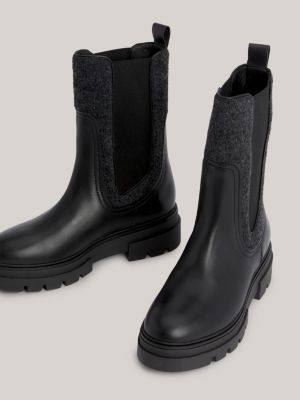 Contrast Leather Chelsea Boots Black Tommy Hilfiger