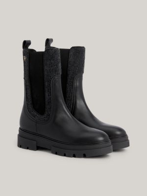 Contrast Leather Chelsea Boots | Black | Tommy Hilfiger