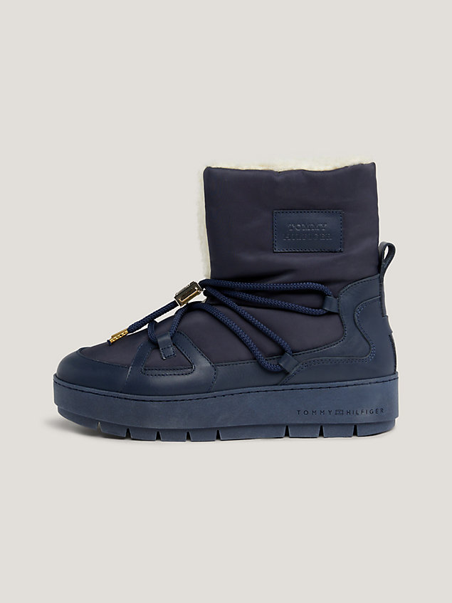 blue essential warm lined cleat snow boots for women tommy hilfiger