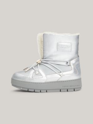 Grey Warm Lined Snow Boots