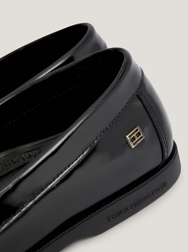 black essential leather moccasins for women tommy hilfiger