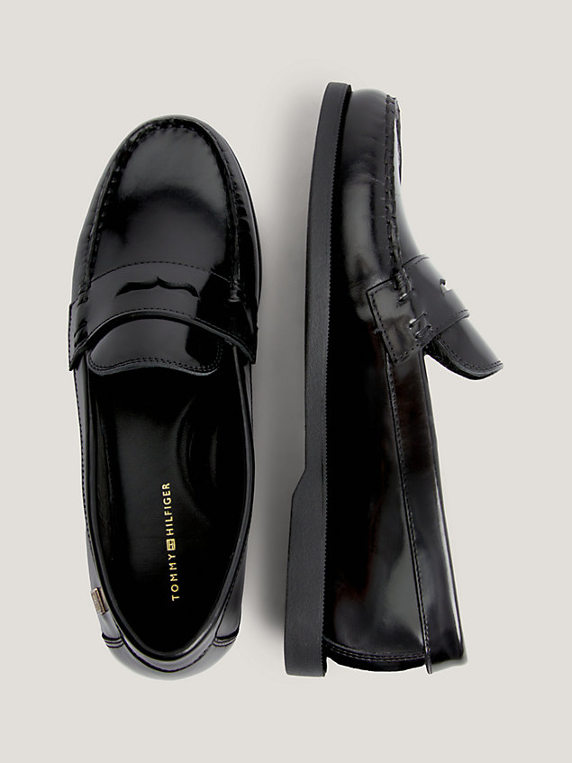 black essential leather moccasins for women tommy hilfiger
