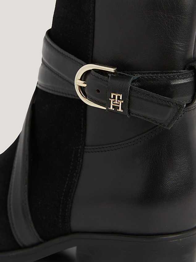 black elevated essential temperaturregulierender stiefel für damen - tommy hilfiger