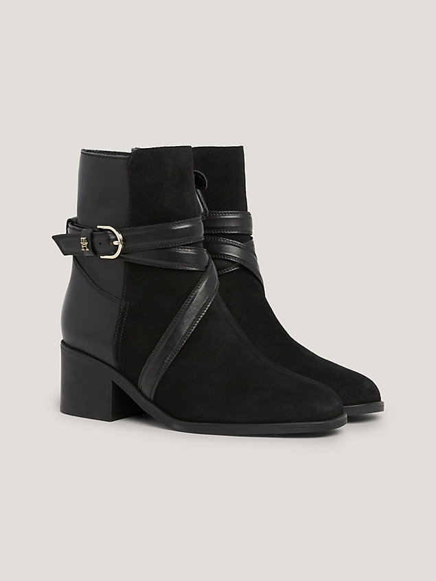 black elevated essential suede temperature regulating boots for women tommy hilfiger