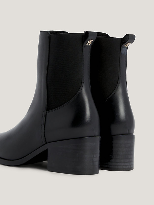 black essential leather temperature regulating chelsea boots for women tommy hilfiger