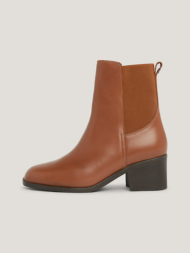brown essential leather temperature regulating chelsea boots for women tommy hilfiger