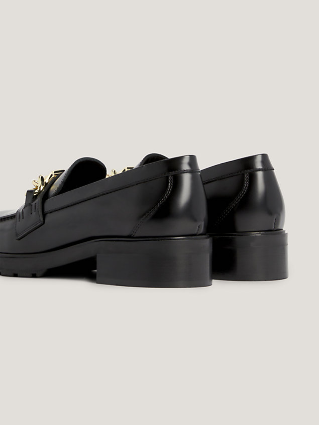 black leather chain loafers for women tommy hilfiger