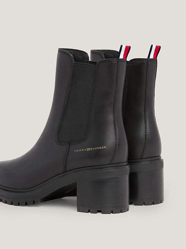 Essential Mid Heel Cleat Leather Boots | BLACK | Tommy Hilfiger