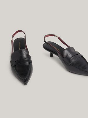 Leather Pointed Toe Kitten Heel Slingbacks | Black | Tommy Hilfiger