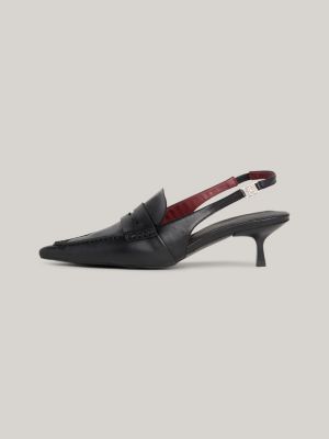 Leather Pointed Toe Kitten Heel Slingbacks | Black | Tommy Hilfiger