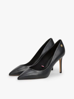 Leather Pointed Toe Stiletto Heels Black Tommy Hilfiger