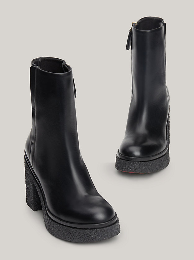Leather Crepe Sole Heeled Ankle Boots | Black | Tommy Hilfiger