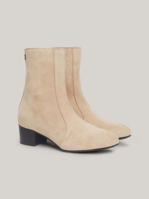 Tan suede store booties low heel