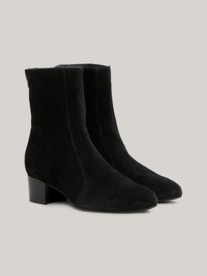 Black suede shop low heel boots