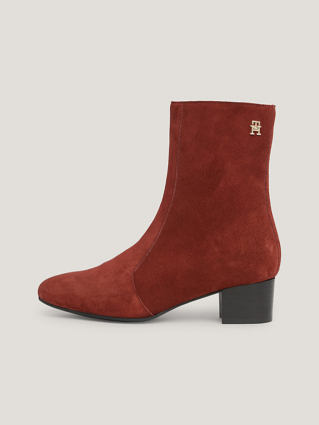 brown th city suede low boots for women tommy hilfiger