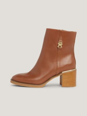 Tan metal trim block heel discount ankle boots