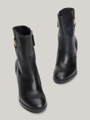 Leather Metal Hardware High Ankle Boots Black Tommy Hilfiger