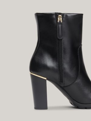 Leather Metal Hardware High Ankle Boots | Black | Tommy Hilfiger