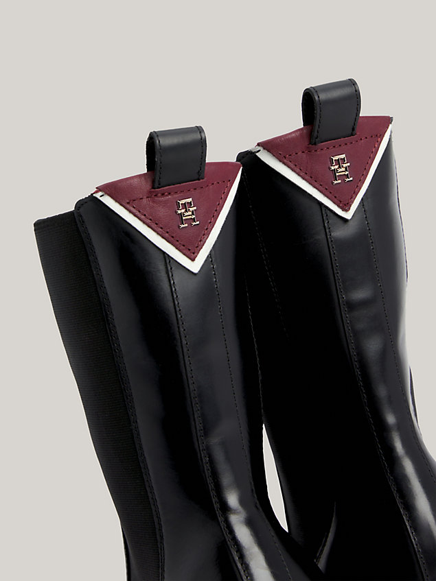 black elevated hoher chelsea-boot aus leder für damen - tommy hilfiger