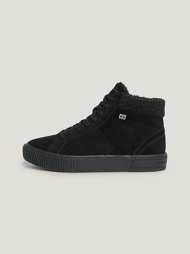 black suede high-top trainers for women tommy hilfiger