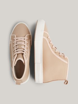 Baskets montantes en cuir Beige Tommy Hilfiger