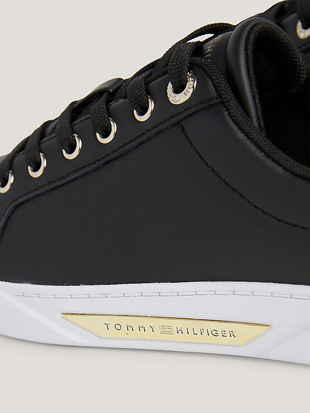 black leather cupsole trainers for women tommy hilfiger