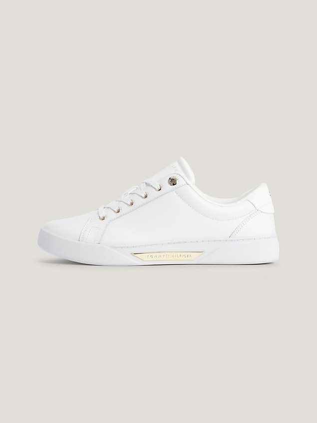 white leather cupsole trainers for women tommy hilfiger