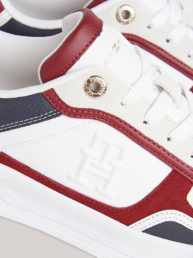 blue essential contrast th monogram basketball trainers for women tommy hilfiger