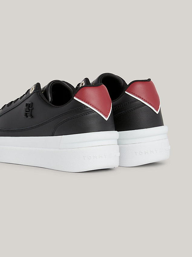 black elevated leather cupsoletrainers for women tommy hilfiger