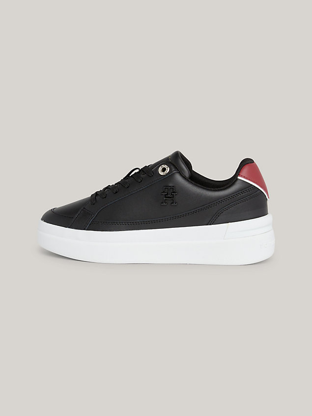 black elevated leather cupsoletrainers for women tommy hilfiger