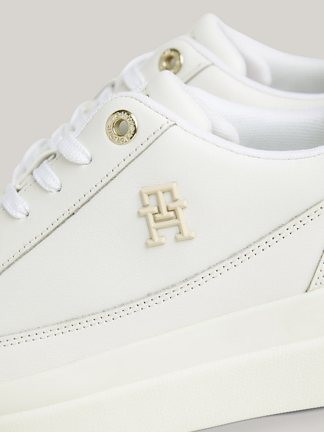white elevated leather cupsoletrainers for women tommy hilfiger