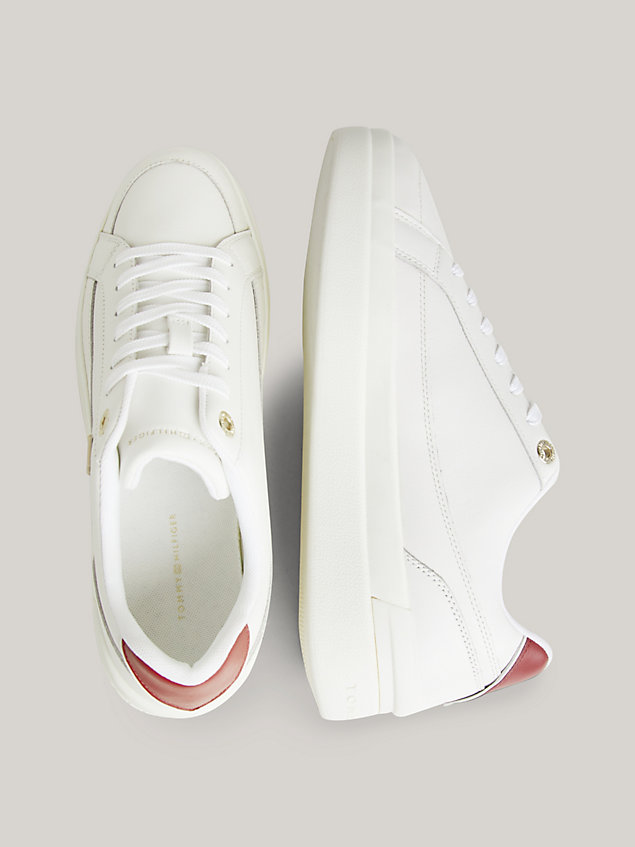 white elevated leather cupsoletrainers for women tommy hilfiger