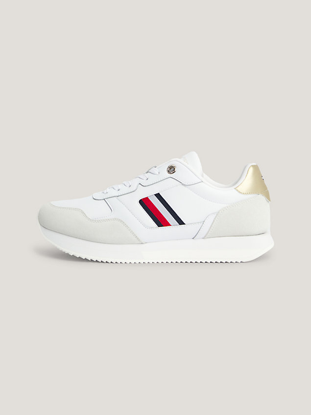 white global stripe metallic running trainers for women tommy hilfiger