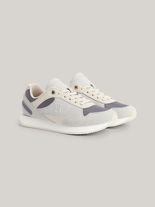 grey essential panelled running trainers for women tommy hilfiger
