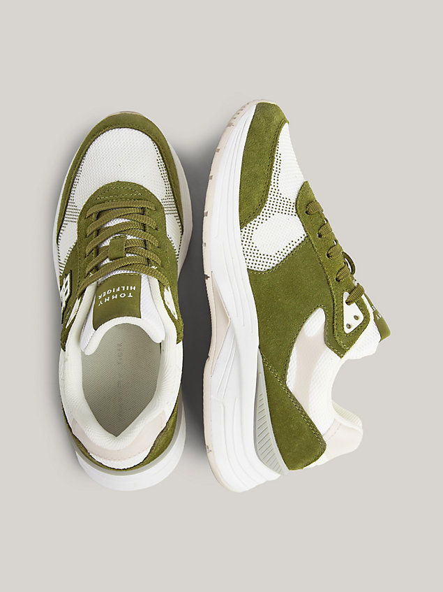 green th modern prep suede trainers for women tommy hilfiger