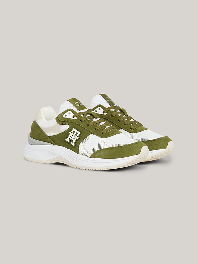 green th modern prep suede trainers for women tommy hilfiger