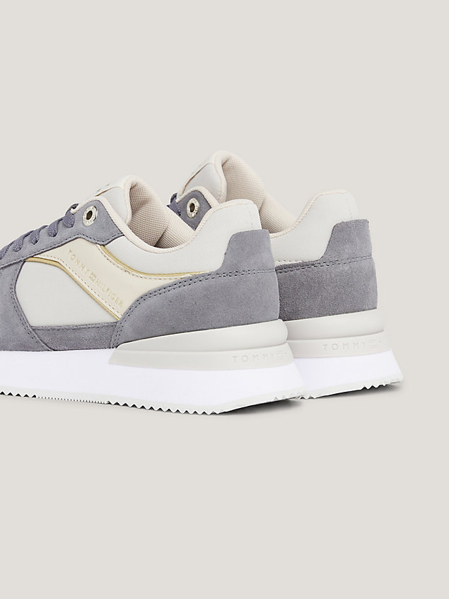 grey elevated mid-top runner trainers for women tommy hilfiger