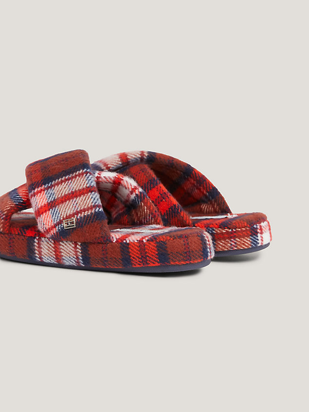 slippers in materiale riciclato a quadri red da donna tommy hilfiger