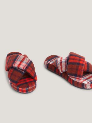 Red 2025 tartan slippers