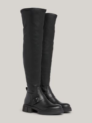 Black cleated sole over the knee boots sale