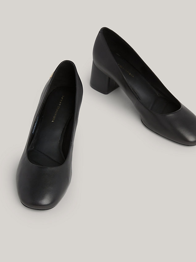 black essential block heel shoes for women tommy hilfiger
