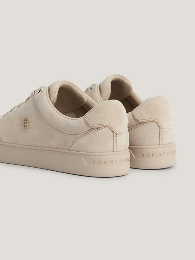 beige essential suede trainers for women tommy hilfiger