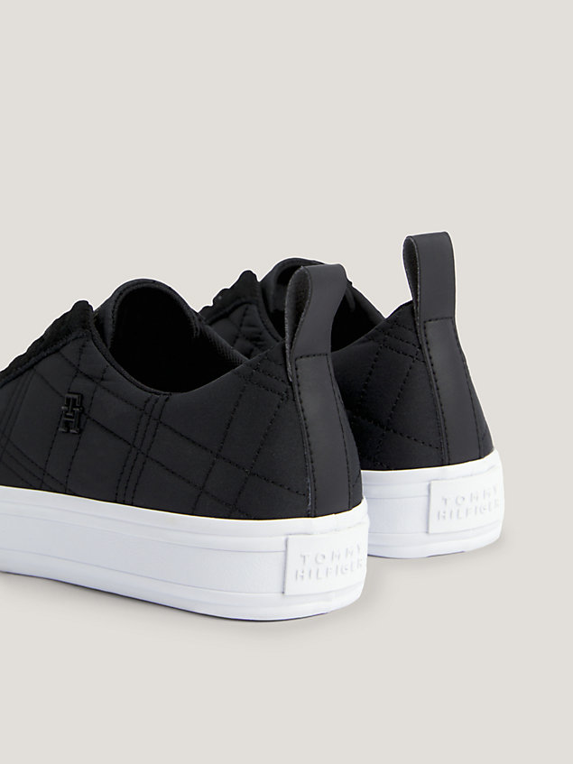 black recycled quilted flatform trainers for women tommy hilfiger