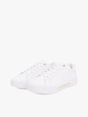 white leather cupsole court trainers for women tommy hilfiger